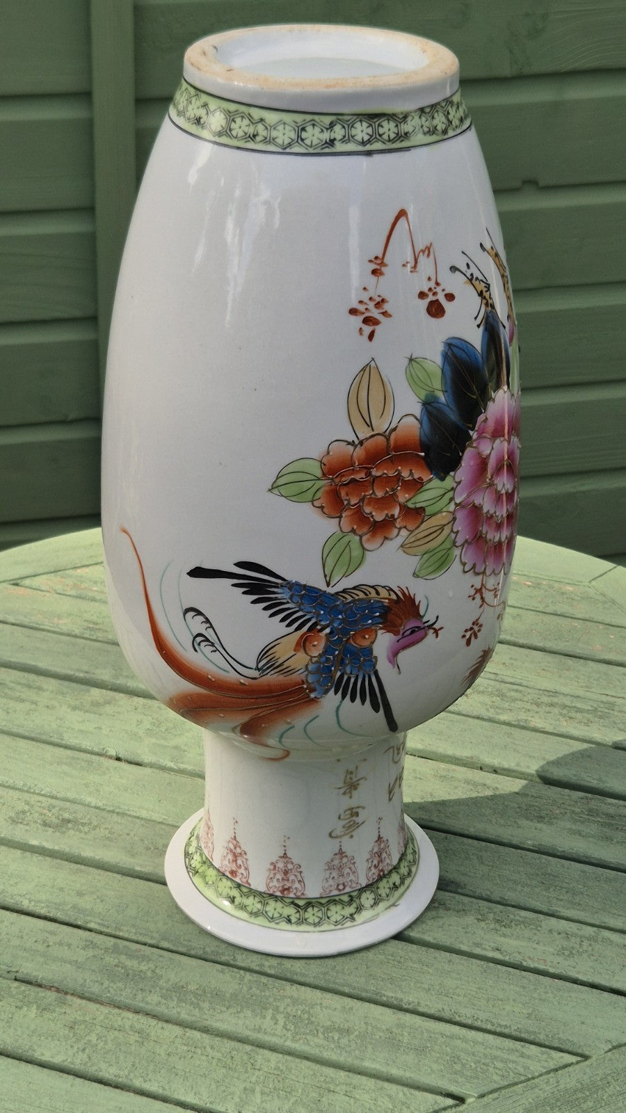 Chinese porcelain baluster style vase featuring a colorful bird of paradise7