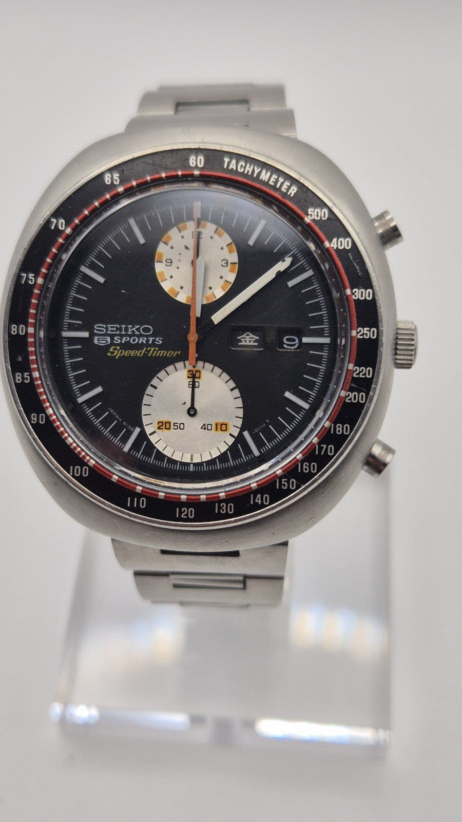 SEIKO 6138-0011 UFO Automatic Chronograph Watch Vintage Men's Black Dial 0