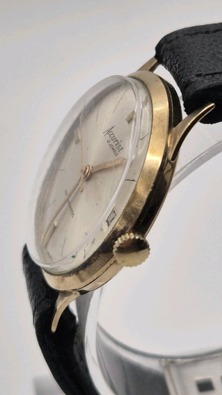 Accurist 1960s 9 Carat Gold Watch,  date, 21 Jewels, Working, Swiss Made7