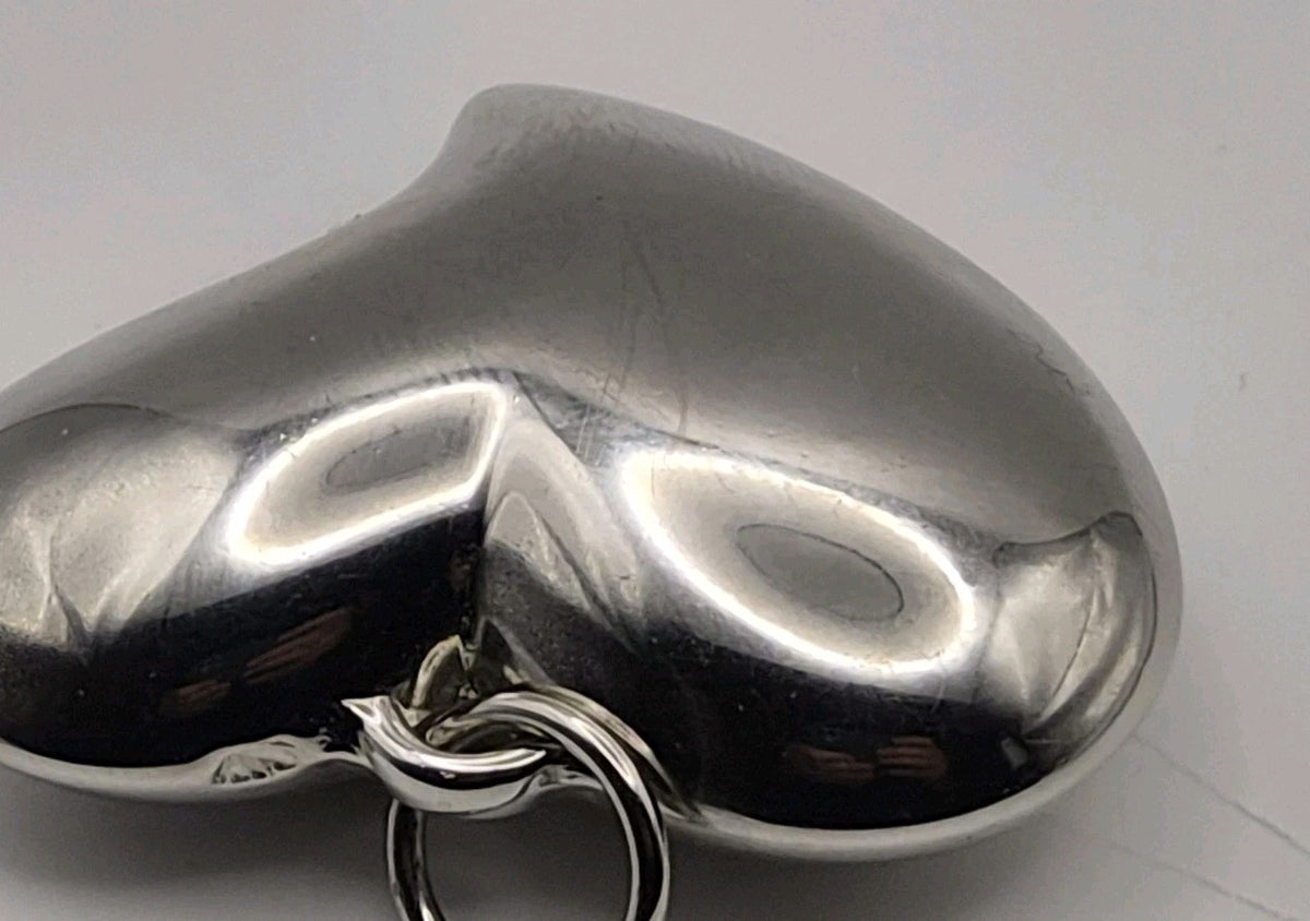 Vintage Silver Puffy Heart Charm Pendant10
