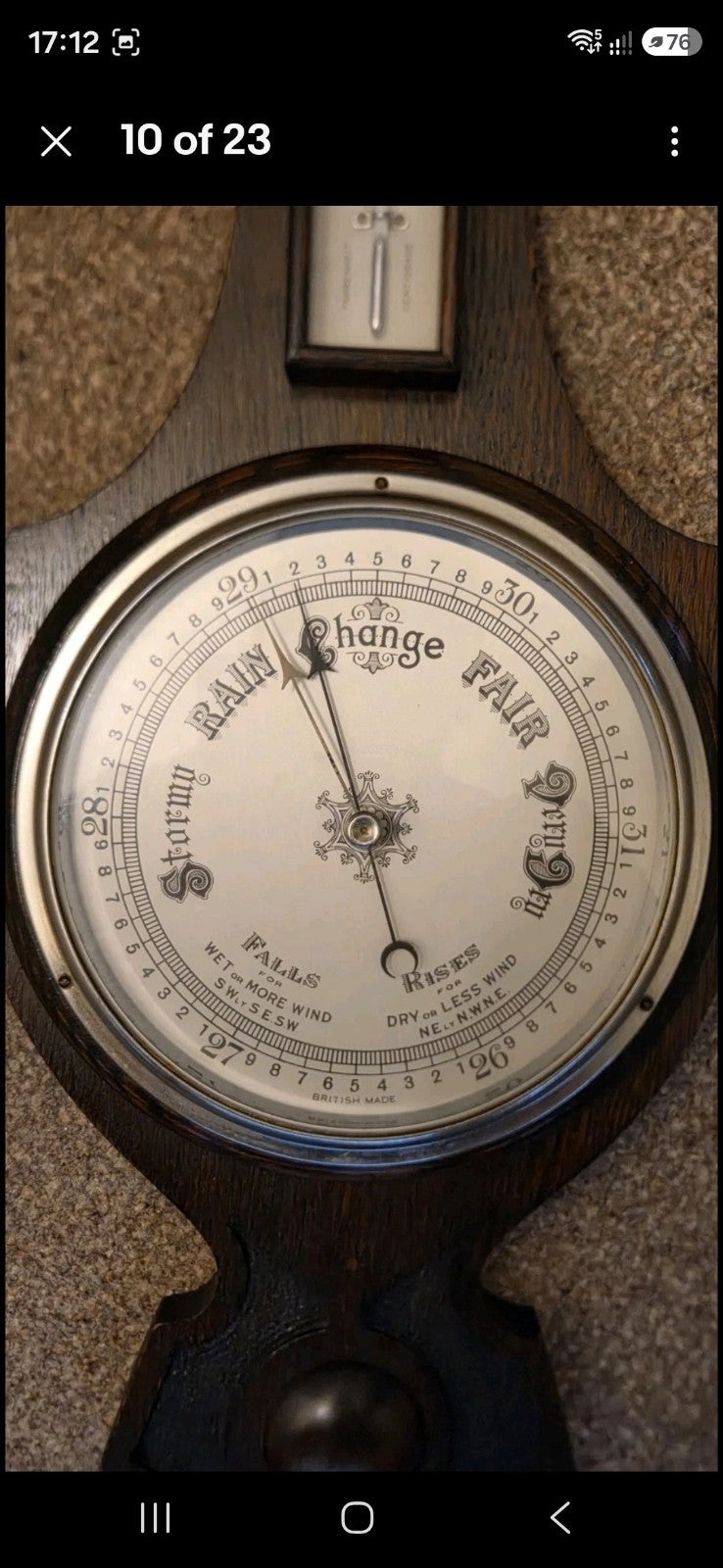 Vintage Wood  carved  Barometer4