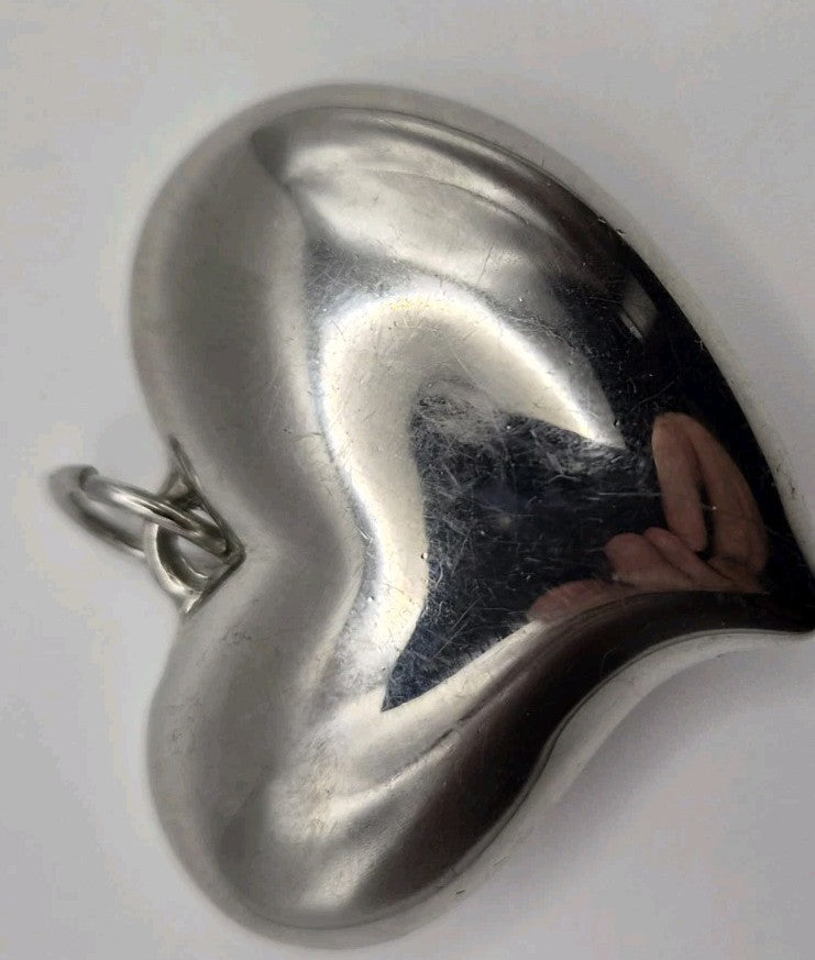 Vintage Silver Puffy Heart Charm Pendant11