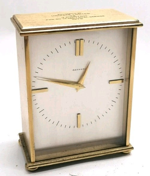 Garrard mechanical 1979 presentation brass cased mantle clock - Working0