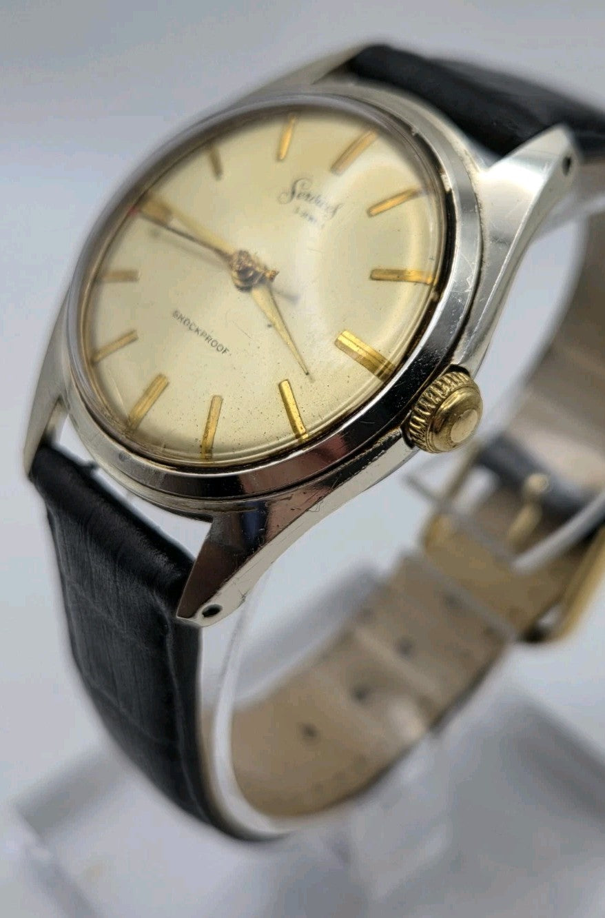 Vintage Services 5 Jewels Shockproof Date Manual Wind Watch 34mm 1960s6