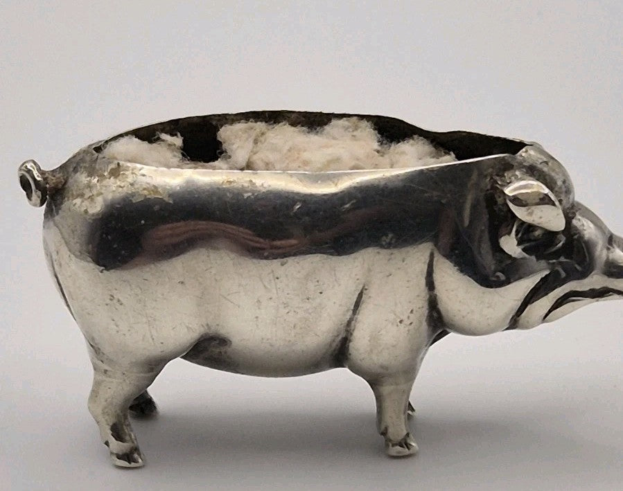 Antique Silver Pin Cushion Form Of A Pig Birmingham5