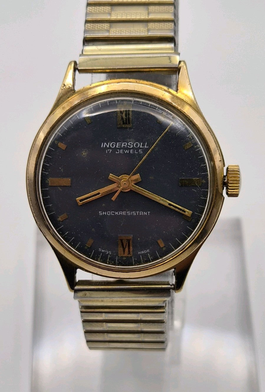 vintage Ingersoll 17 Jewels Shockresistant mechanical Mens wristwatch0