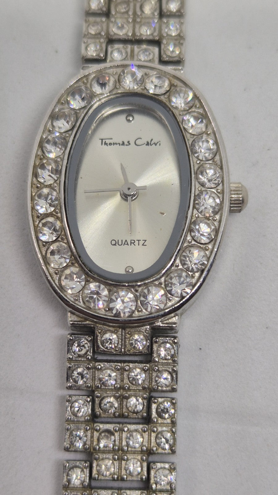 Vintage Thomas Calvi Quartz Ladies Rhinestone Watch0