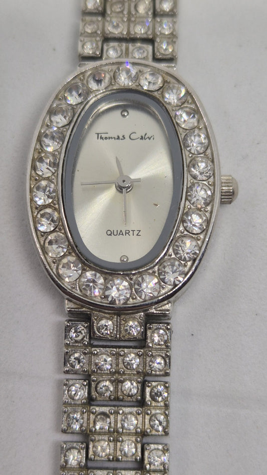 Vintage Thomas Calvi Quartz Ladies Rhinestone Watch0