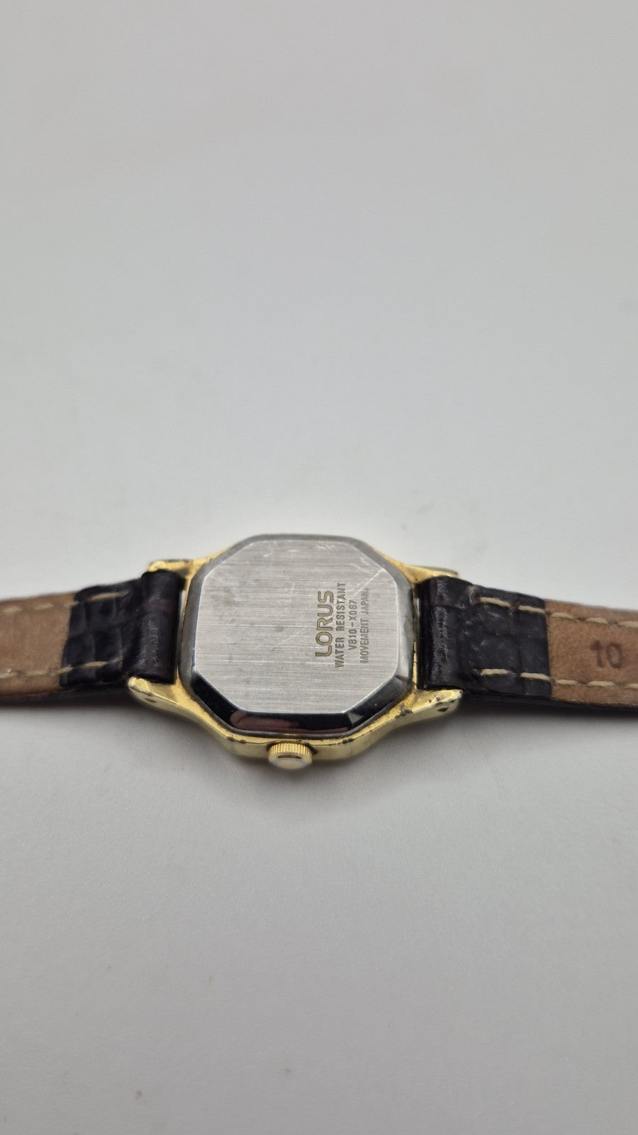 Ladies Lorus Octagonal Watch With Dark Brown Strap17