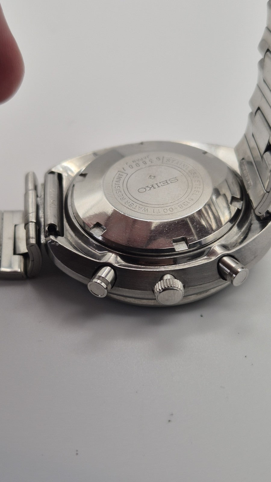 SEIKO 6138-0011 UFO Automatic Chronograph Watch Vintage Men's Black Dial 17