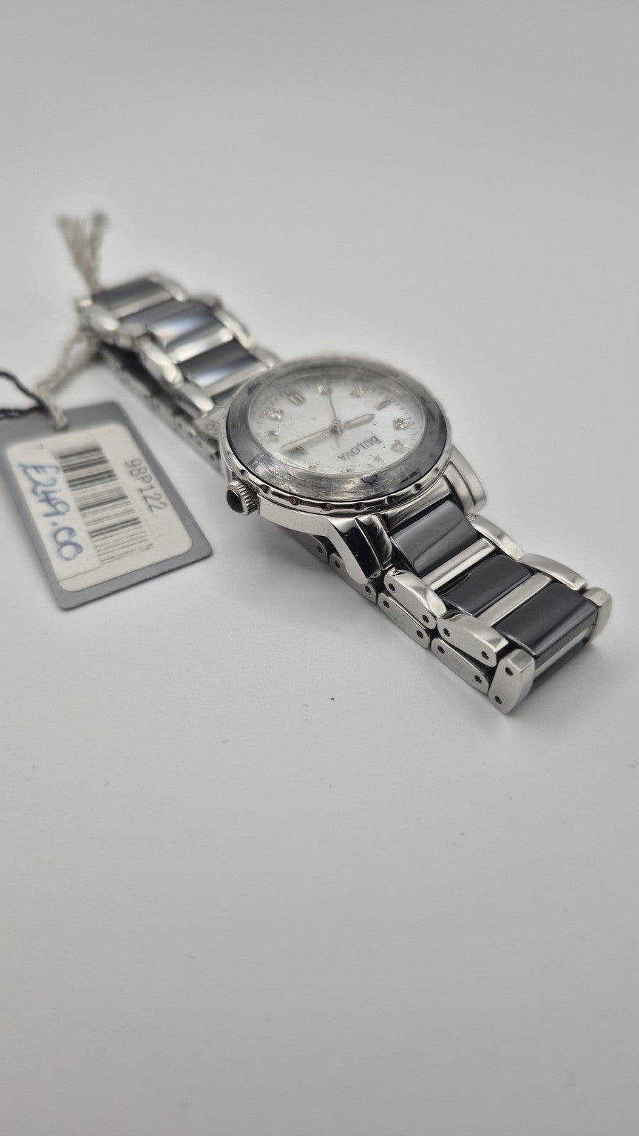 Bulova Diamond 98P122 women's watch featuring a white motherofpearl dial,...5