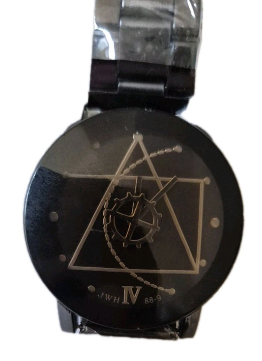 Geometric Designed JWH Black/Gold Tone Faceted  Watch0