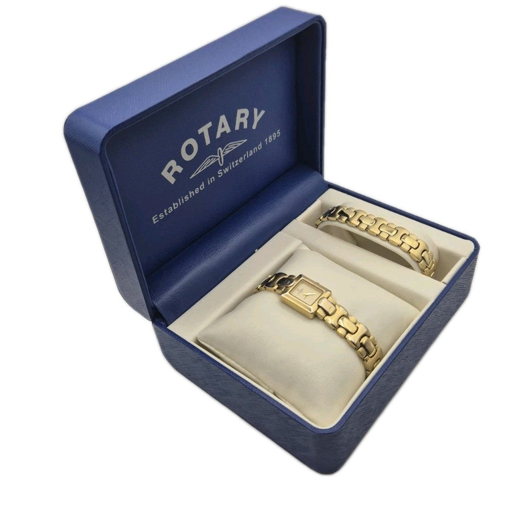 Ladies Rotary Two Tone Watch and Brick Bracelet Set1