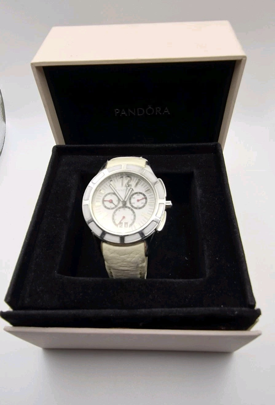 Genuine Pandora Watch Imagine Grand C Silver/White with Ceramic Bezel - 811004WH0